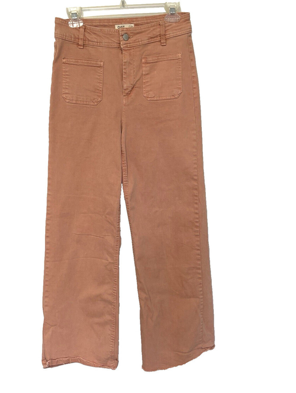 Oat New York High Rise Wide Leg Peach Raw Hem Jeans Women’s 6/28 Boho Festival